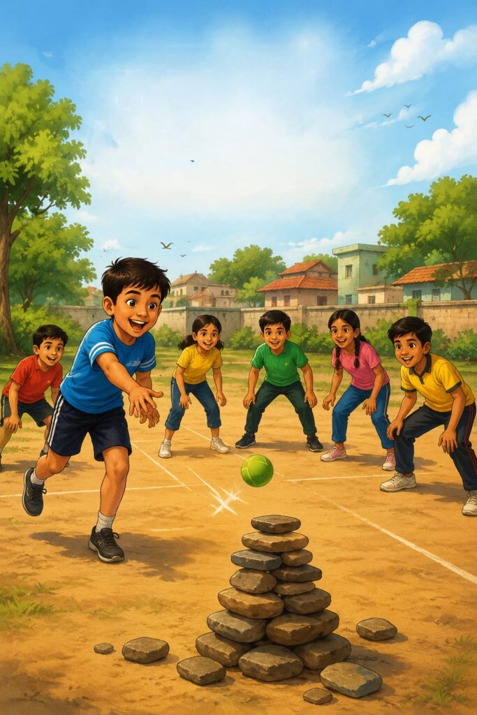 The Lagori Champions Class 4 English Lesson – Children Playing Traditional Lagori Game | NCERT Santoor